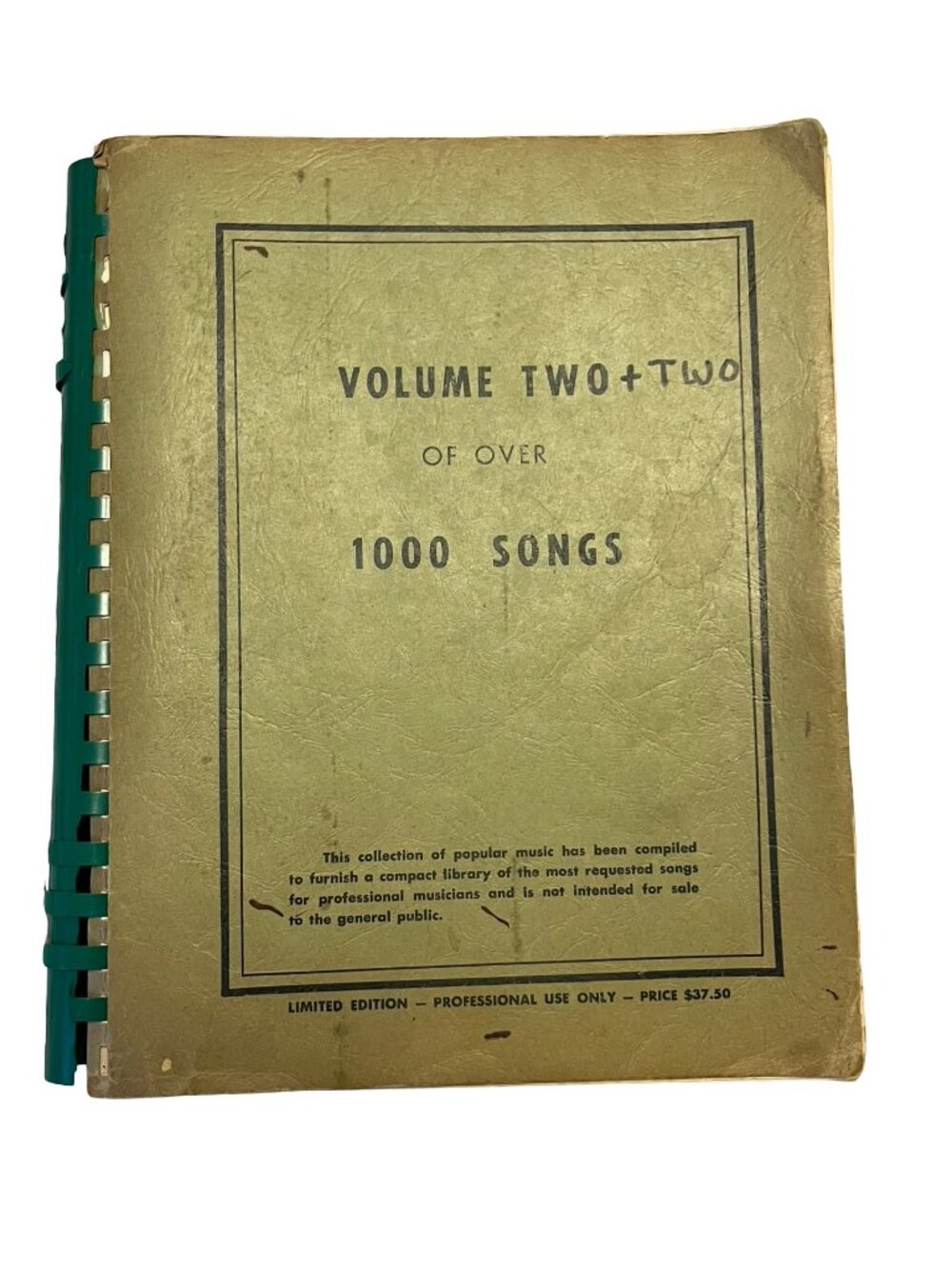 Vintage Volume Two + Two Over 1000 Songs Spiral Bound Music Book Broadway Index